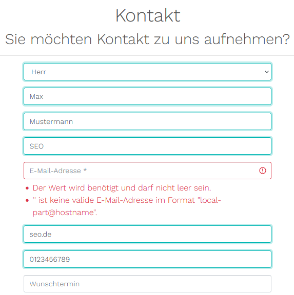 Conversionoptimierung Düsseldorf Kontaktformular